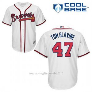 Maglia Baseball Uomo Atlanta Braves 47 Tom Glavine Bianco 1ªCool Base