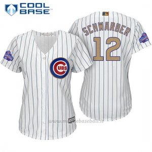 Maglia Baseball Donna Chicago Cubs 12 Kyle Schwarber Bianco Or Program Cool Base