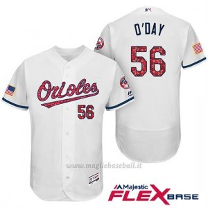 Maglia Baseball Uomo Baltimore Orioles 2017 Estrellas Y Rayas 56 Darren O'day Bianco Flex Base