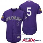 Maglia Baseball Uomo Colorado Rockies Carlos Gonzalez 5 Viola 2017 Allenamento Primaverile Flex Base Giocatore