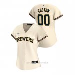 Maglia Baseball Donna Milwaukee Brewers Personalizzate 2020 Replica Primera Crema