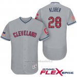 Maglia Baseball Uomo Cleveland Indians 2017 Estrellas y Rayas Corey Kluber Grigio Flex Base
