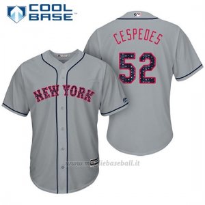 Maglia Baseball Uomo New York Mets 2017 Estrellas y Rayas Yoenis Cespedes Grigio Cool Base