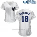 Maglia Baseball Donna New York Yankees Didi Gregorius Bianco Autentico Collezione Cool Base