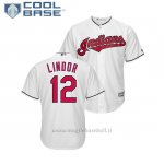 Maglia Baseball Uomo Indians Francisco Lindor Cool Base Big & Tall 1ªBianco