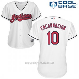 Maglia Baseball Donna Cleveland Indians 10 Edwin Encarnacion Bianco2017 Cool Base
