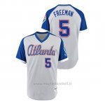 Maglia Baseball Hombre Atlanta Braves 5 Freddie Freeman Turn Back The Clock 1979 Autentico Grigio Blu