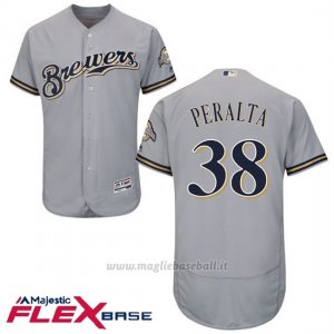 Maglia Baseball Uomo Milwaukee Brewers Wily Peralta Grigio Autentico Collezione Flex Base