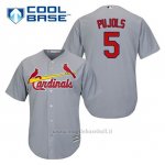 Maglia Baseball Uomo St. Louis Cardinals Albert Pujols 5 Grigio Cool Base
