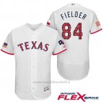 Maglia Baseball Uomo Texas Rangers 2017 Estrellas y Rayas Prince Fielder Bianco Flex Base