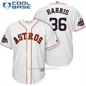 Maglia Baseball Uomo Houston Astros 2017 World Series Campione Will Harris Bianco Cool Base