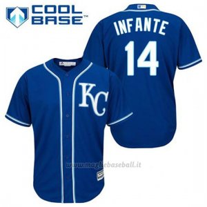 Maglia Baseball Uomo Kansas City Royals Omar Infante 14 Blu Alterner Cool Base