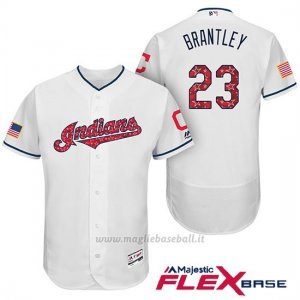 Maglia Baseball Uomo Cleveland Indians 2017 Estrellas y Rayas Michael Brantley Bianco Flex Base