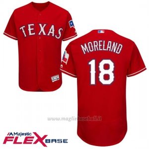 Maglia Baseball Uomo Texas Rangers Mitch Moreland Scarlet Autentico Collezione Flex Base