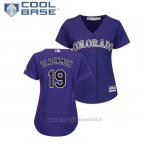 Maglia Baseball Donna Rockies Charlie Neromon Cool Base Majestic Replica Viola