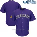 Maglia Baseball Uomo Colorado Rockies Viola 2017 Allenamento Primaverile Cool Base