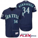 Maglia Baseball Uomo Seattle Mariners 34 Felix Hernandez Blu 2017 Flex Base