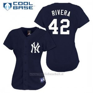 Maglia Baseball Uomo New York Yankees Mariano Rivera 42 Blu Blu Cool Base
