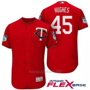Maglia Baseball Uomo Minnesota Twins Phil Hughes Scarlet 2017 Allenamento Primaverile Flex Base Giocatore