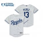 Maglia Baseball Bambino Royals Salvador Perez Cool Base Majestic 1ªReplica Bianco
