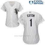 Maglia Baseball Donna Chicago White Sox 1 Adam Eaton Bianco Autentico Collezione Cool Base
