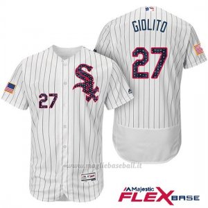 Maglia Baseball Uomo Chicago White Sox 2017 Estrellas Y Rayas 27 Lucas Giolito Bianco Flex Base