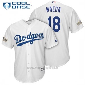 Maglia Baseball Uomo Los Angeles Dodgers 2017 Postseason Kenta Maeda Bianco Cool Base