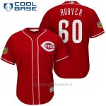 Maglia Baseball Uomo Cincinnati Reds J.j. Hoover 60 Scarlet 2017 Allenamento Primaverile Cool Base Giocatore