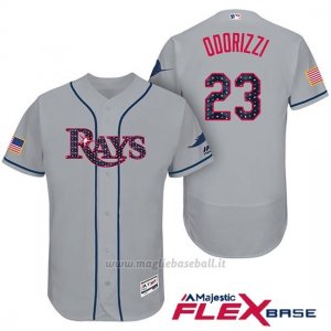 Maglia Baseball Uomo Tampa Bay Rays 2017 Estrellas y Rayas Jake Odorizzi Grigio Flex Base