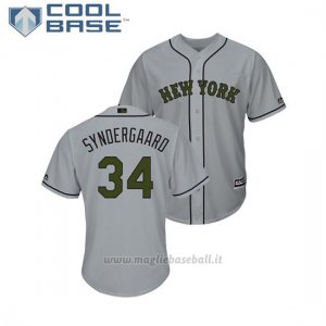 Maglia Baseball Uomo New York Mets Noah Syndergaard 2018 Dia de los Caidos Cool Base Grigio