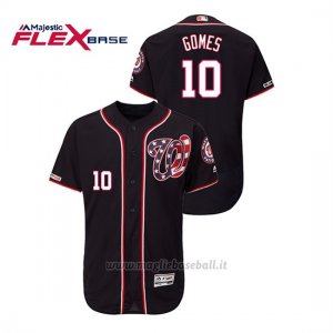 Maglia Baseball Uomo Washington Nationals Yan Gomes 150th Aniversario Patch Autentico Flex Base Blu Rosso