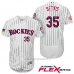 Maglia Baseball Uomo Colorado Rockies 2017 Estrellas y Rayas Chad Bettis 35 Bianco Flex Base