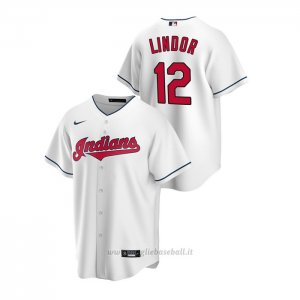 Maglia Baseball Uomo Cleveland Indians Francisco Lindor Replica Primera Bianco