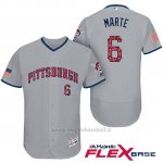 Maglia Baseball Uomo Pittsburgh Pirates 2017 Estrellas y Rayas Starling Marte Grigio Flex Base