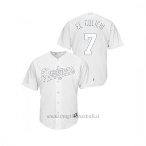Maglia Baseball Uomo Los Angeles Dodgers Julio Urias 2019 Players Weekend El Culichi Replica Bianco