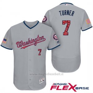 Maglia Baseball Uomo Washington Nationals 2017 Estrellas y Rayas Trea Turner Grigio Flex Base