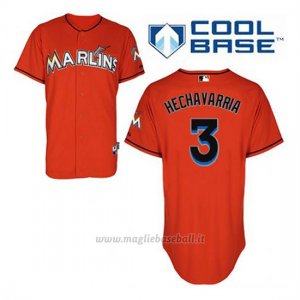 Maglia Baseball Uomo Miami Marlins Adeiny Hechavarria 3 Arancione Alterner Cool Base