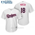 Maglia Baseball Uomo Los Angeles Dodgers 2017 Estrellas y Rayas Kenta Maeda Bianco Cool Base