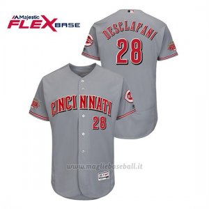 Maglia Baseball Uomo Cincinnati Reds Anthony Desclafani 150th Aniversario Patch Flex Base Grigio