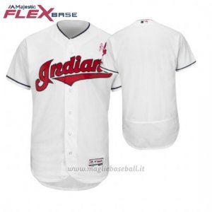 Maglia Baseball Uomo Cleveland Indians Bianco 2018 Dia de la Madre Flex Base