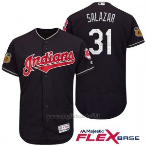 Maglia Baseball Uomo Cleveland Indians Danny Salazar Blu 2017 Allenamento Primaverile Flex Base Giocatore
