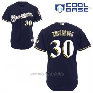 Maglia Baseball Uomo Milwaukee Brewers Tyler Thornburg 30 Blu Blu Alterner Cool Base