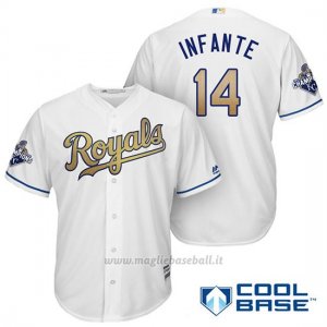 Maglia Baseball Uomo Kansas City Royals Campione 14 Omar Infante Coolbase Ors