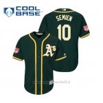Maglia Baseball Uomo Oakland Athletics Marcus Semien Cool Base Entrenamiento De Primavera 2019 Verde