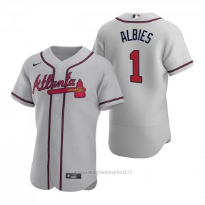 Maglia Baseball Uomo Atlanta Braves Ozzie Albies Autentico 2020 Road Grigio