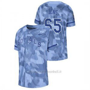 Maglia Baseball Hombre Kansas City Royals Jakob Junis Camuffamento Autentico Collezione Blu