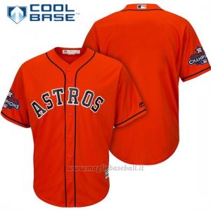 Maglia Baseball Uomo Houston Astros 2017 World Series Campione Arancione Cool Base