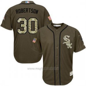 Maglia Baseball Uomo Chicago White Sox Majestic 30 David Robertson Salute To Service Olive