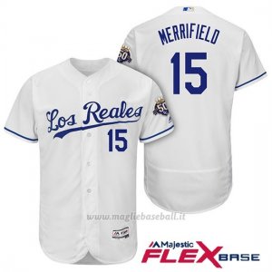 Maglia Baseball Uomo Kansas City Royals Whit Merrifield Bianco 50th Season Spanish Flex Base
