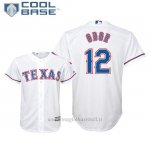 Maglia Baseball Bambino Texas Rangers Rougned Odor Cool Base Majestic 1ªReplica Bianco